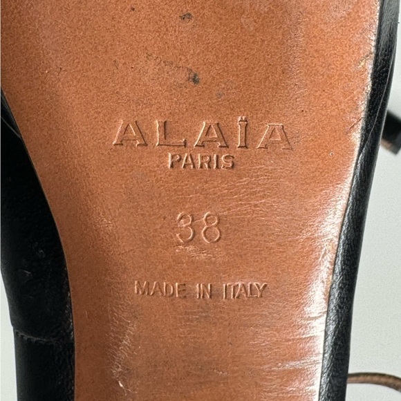 Alaia Platform Black Leather Ankle-Strap Heels - Size 38 - Picture 7 of 7